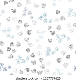 Light Blue, Yellow vector seamless doodle background with leaves. Doodle illustration of leaves in Origami style with gradient. Pattern for design of fabric, wallpapers.
