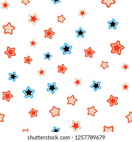 Light Blue, Yellow vector seamless texture with beautiful stars. Decorative shining illustration with stars on abstract template. Template for business cards, websites.