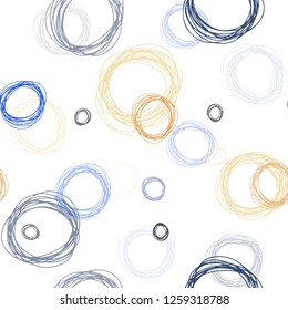 Light Blue, Yellow vector seamless cover with spots. Glitter abstract illustration with blurred drops of rain. Pattern for trendy fabric, wallpapers.