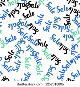 Light Blue, Yellow vector seamless texture with selling prices 70, 90 %. Gradient illustration with discount signs on white backdrop. Backdrop for ads, leaflets of Black Friday.