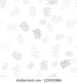 Light Blue, Yellow vector seamless natural pattern with branches. Colorful illustration in doodle style with leaves, branches. Pattern for trendy fabric, wallpapers.