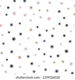 Light Blue, Yellow vector seamless pattern with christmas snowflakes. Colorful decorative design in xmas style with snow. Pattern for trendy fabric, wallpapers.