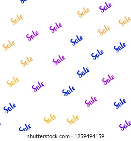 Light Blue, Yellow vector seamless layout with discount words. Gradient illustration with discount signs on white backdrop. Backdrop for ads, leaflets of Black Friday.
