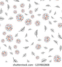Light Blue, Yellow vector seamless doodle texture with leaves, flowers. An elegant bright illustration with leaves and flowers. Trendy design for wallpaper, fabric makers.
