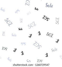 Light Blue, Yellow vector seamless pattern with 50 percentage signs. Illustration with signs of sales on abstract template. Pattern for ads, posters, banners of sales.