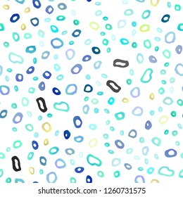 Light Blue, Yellow vector seamless backdrop with dots, spots. Blurred decorative design in abstract style with bubbles. Template for business cards, websites.