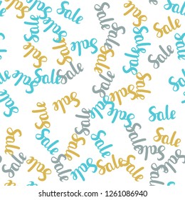 Light Blue, Yellow vector seamless background with 70, 90 % signs of sales. Gradient illustration with discount signs on white backdrop. Backdrop for super sales on Black Friday.