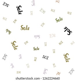 Light Blue, Yellow vector seamless template with 30, 50, 70% selling. Abstract illustration with colorful gradient symbols of sales. Template for season sales, shopping ads.