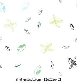 Light Blue, Yellow vector seamless abstract background with leaves. Creative illustration in blurred style with leaves. Pattern for design of fabric, wallpapers.
