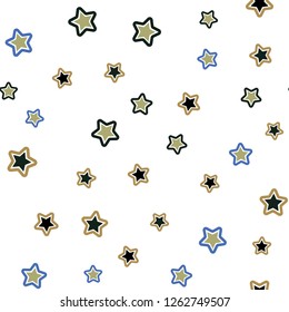 Light Blue, Yellow vector seamless layout with bright stars. Decorative shining illustration with stars on abstract template. Pattern for trendy fabric, wallpapers.
