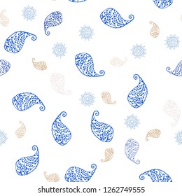 Light Blue, Yellow vector seamless natural pattern with leaves and flowers. Modern abstract illustration with leaves and flowers. Pattern for design of fabric, wallpapers.