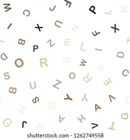 Light Blue, Yellow vector seamless background with signs of alphabet. Colored alphabet signs with gradient on white background. Pattern for trendy fabric, wallpapers.