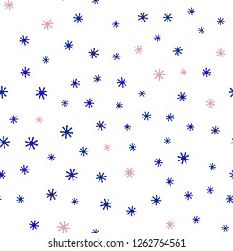 Light Blue, Yellow vector seamless cover with beautiful snowflakes. Modern geometrical abstract illustration with snowflakes. Texture for window blinds, curtains.