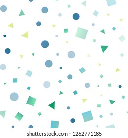 Light Blue, Yellow vector seamless backdrop with lines, circles, rhombus. Abstract gradient illustration with circles, triangles, cubes. Pattern for trendy fabric, wallpapers.