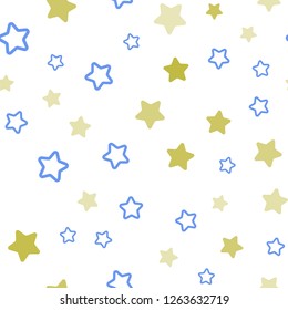 Light Blue, Yellow vector seamless pattern with christmas stars. Shining colored illustration with stars. Design for wallpaper, fabric makers.