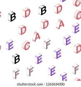 Light Blue, Yellow vector seamless background with 3D signs of alphabet. Colorful gradient design in 3D style with signs of alphabet. Pattern for trendy fabric, wallpapers.