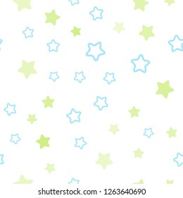 Light Blue, Yellow vector seamless background with colored stars. Decorative shining illustration with stars on abstract template. Design for textile, fabric, wallpapers.