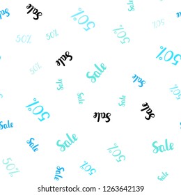 Light Blue, Yellow vector seamless pattern with 50 percentage signs. Shining colorful illustration with isolated selling prices. Backdrop for ads, leaflets of Black Friday.