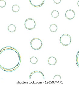 Light Blue, Yellow vector seamless layout with circle shapes. Blurred decorative design in abstract style with bubbles. Texture for window blinds, curtains.