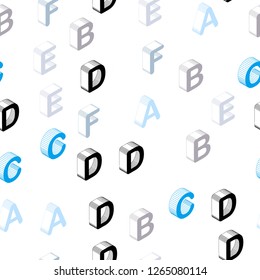 Light Blue, Yellow vector seamless pattern with 3D ABC symbols. Shining colorful 3D illustration with isolated letters. Design for wallpaper, fabric makers.