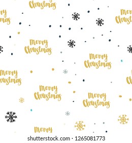 Light Blue, Yellow vector seamless pattern with christmas snowflakes. Modern geometrical abstract illustration with snowflakes. Pattern for design of fabric, wallpapers.
