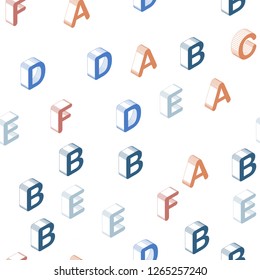 Light Blue, Yellow vector seamless pattern with 3D ABC symbols. Shining colorful 3D illustration with isolated letters. Pattern for trendy fabric, wallpapers.