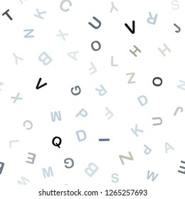 Light Blue, Yellow vector seamless pattern with ABC symbols. Shining illustration with ABC symbols on abstract template. Design for textile, fabric, wallpapers.