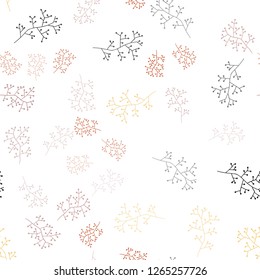 Light Blue, Yellow vector seamless doodle texture with branches. Decorative design in Indian style on white background. Template for business cards, websites.