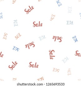Light Blue, Yellow vector seamless layout with discount of 30%, 40%, 50%. Gradient illustration with discount signs on white backdrop. Backdrop for mega promotions, discounts.