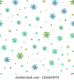 Light Blue, Yellow vector seamless background with xmas snowflakes. Shining colorful illustration with snow in christmas style. Pattern for trendy fabric, wallpapers.