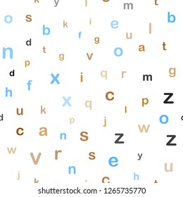 Light Blue, Yellow vector seamless template with isolated letters. Shining colorful illustration with isolated letters. Pattern for design of fabric, wallpapers.