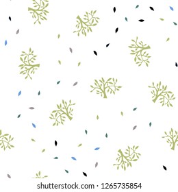 Light Blue, Yellow vector seamless natural pattern with leaves, branches. Colorful illustration in doodle style with leaves, branches. Design for wallpaper, fabric makers.