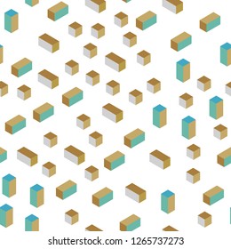 Light Blue, Yellow vector seamless, isometric pattern in square style. Decorative design in abstract style with rectangles. Template for business cards, websites.