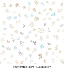 Light Blue, Yellow vector seamless doodle template with leaves, branches. Illustration with doodles on abstract template. Pattern for trendy fabric, wallpapers.