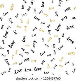 Light Blue, Yellow vector seamless pattern with phrase LOVE YOU. Illustration with phrase LOVE YOU for valentine's day. Pattern for design of fabric, wallpapers.