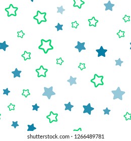 Light Blue, Yellow vector seamless layout with bright stars. Shining colored illustration with stars. Pattern for trendy fabric, wallpapers.