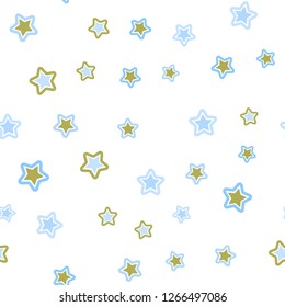 Light Blue, Yellow vector seamless template with sky stars. Glitter abstract illustration with colored stars. Design for textile, fabric, wallpapers.