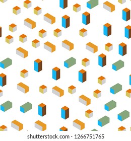 Light Blue, Yellow vector seamless, isometric pattern in square style. Illustration with set of colorful rectangles. Design for wallpaper, fabric makers.