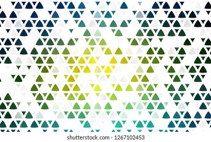 Light Blue, Yellow vector seamless background with triangles. Triangles on abstract background with colorful gradient. Pattern for design of window blinds, curtains.