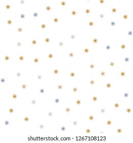 Light Blue, Yellow vector seamless cover with beautiful snowflakes. Glitter abstract illustration with crystals of ice. Design for textile, fabric, wallpapers.