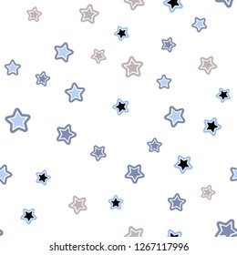 Light Blue, Yellow vector seamless texture with beautiful stars. Decorative shining illustration with stars on abstract template. Pattern for design of fabric, wallpapers.