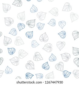 Light Blue, Yellow vector seamless doodle pattern with leaves. Modern geometrical abstract illustration with leaves. Pattern for design of fabric, wallpapers.