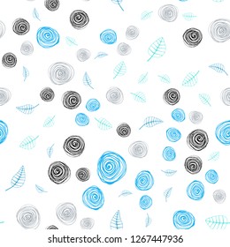 Light Blue, Yellow vector seamless abstract backdrop with leaves and flowers. Leaves and flowers with gradient on white background. Texture for window blinds, curtains.