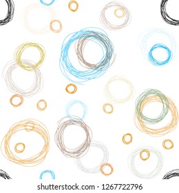 Light Blue, Yellow vector seamless cover with spots. Abstract illustration with colored bubbles in nature style. Design for wallpaper, fabric makers.