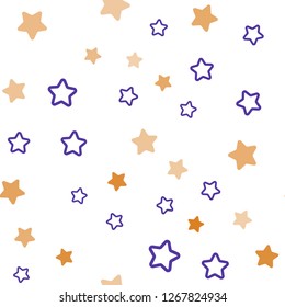 Light Blue, Yellow vector seamless template with sky stars. Shining colored illustration with stars. Texture for window blinds, curtains.