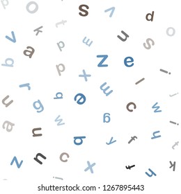 Light Blue, Yellow vector seamless backdrop with english symbols. Colored alphabet signs with gradient on white background. Design for wallpaper, fabric makers.