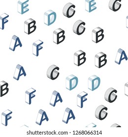 Light Blue, Yellow vector seamless texture with 3D ABC characters. Shining colorful 3D illustration with isolated letters. Design for textile, fabric, wallpapers.