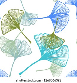 Light Blue, Yellow vector seamless abstract backdrop with leaves. Colorful abstract illustration with leaves in doodle style. Template for business cards, websites.