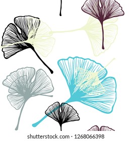 Light Blue, Yellow vector seamless doodle layout with leaves. leaves on blurred abstract background with gradient. Pattern for design of fabric, wallpapers.