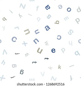 Light Blue, Yellow vector seamless pattern with ABC symbols. Blurred design in simple style with signs of alphabet. Design for textile, fabric, wallpapers.